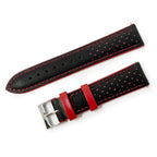 Contrast Leather Racing Watch Strap - Black & Red