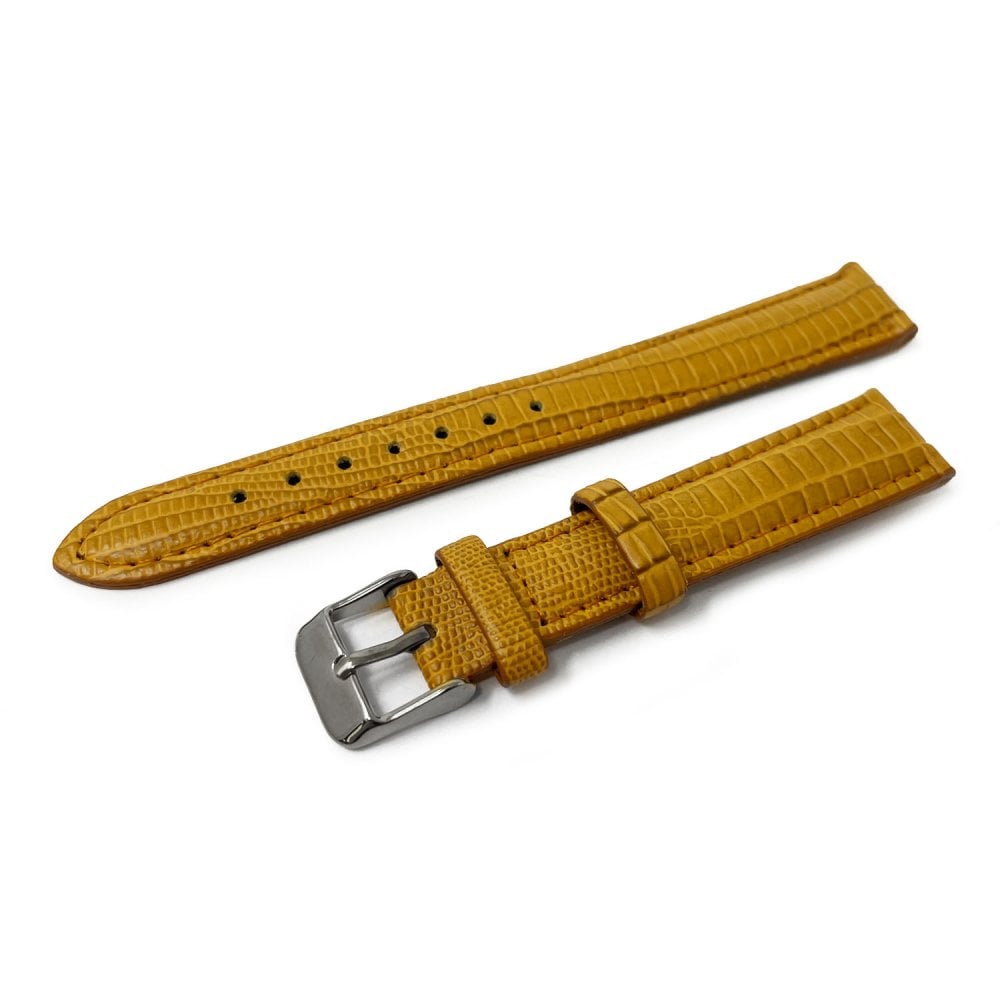 Lizard Grain Leather Watch Strap, Mustard