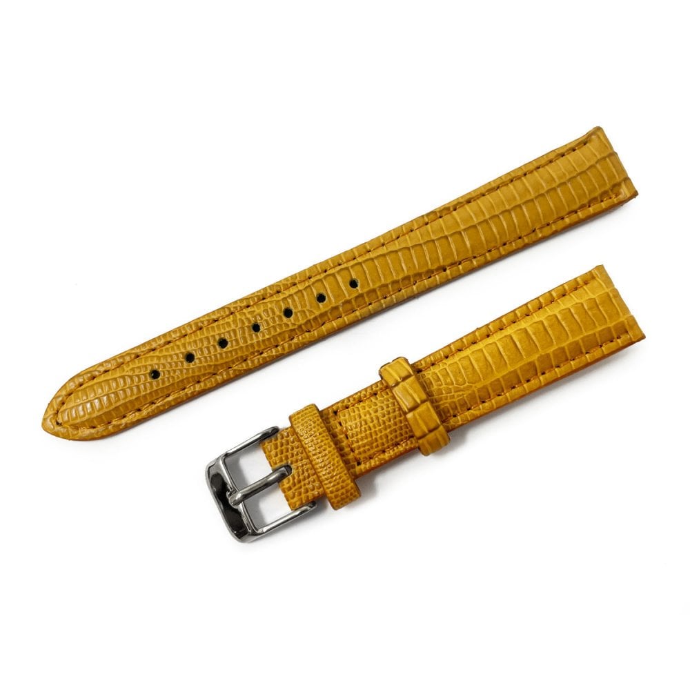 Lizard Grain Leather Watch Strap, Mustard