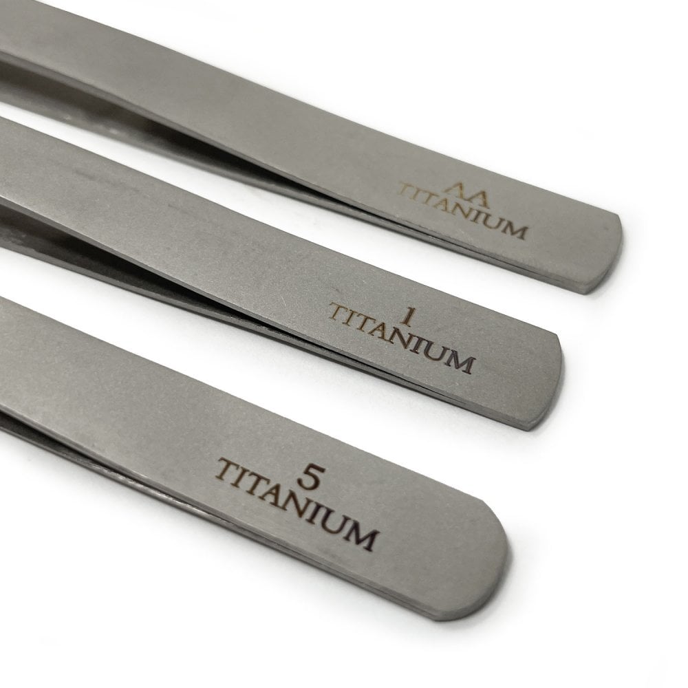 Titanium Tweezers Set of 3 (No.1, No.5, No.AA)