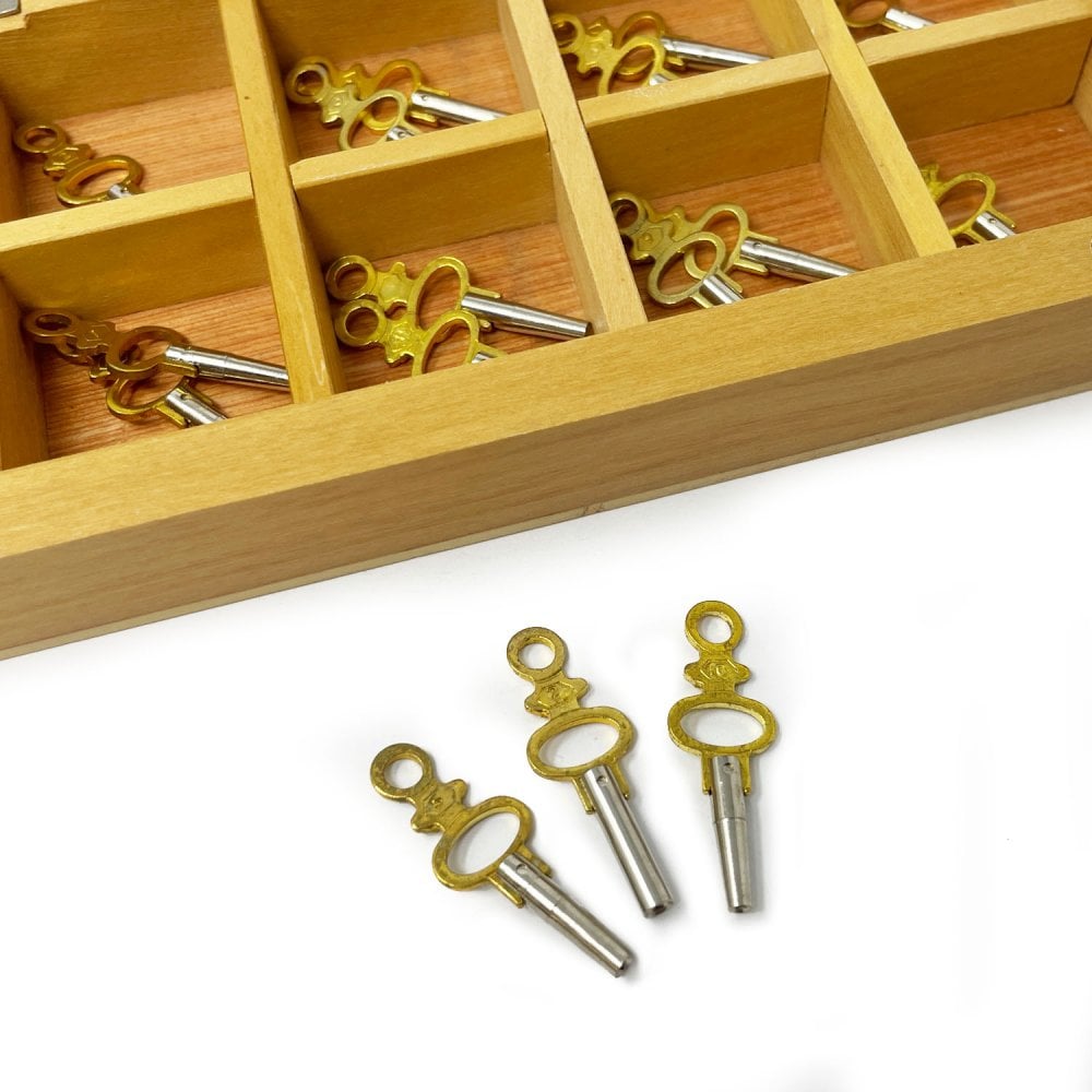 Pocket Watch Keys in Wooden Box (Sizes 1-10)