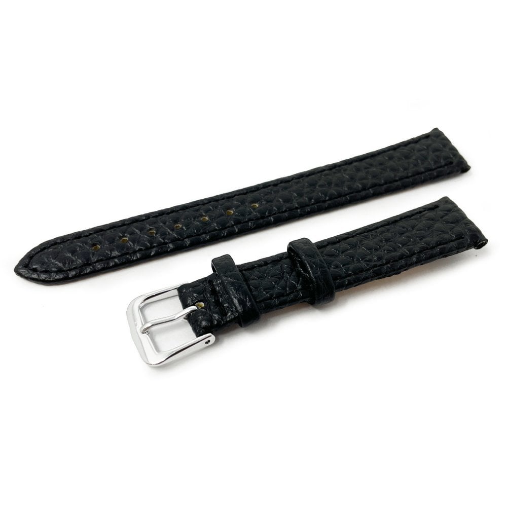 Vegan Buffalo Leather Watch Strap, Black, 12mm - 20mm