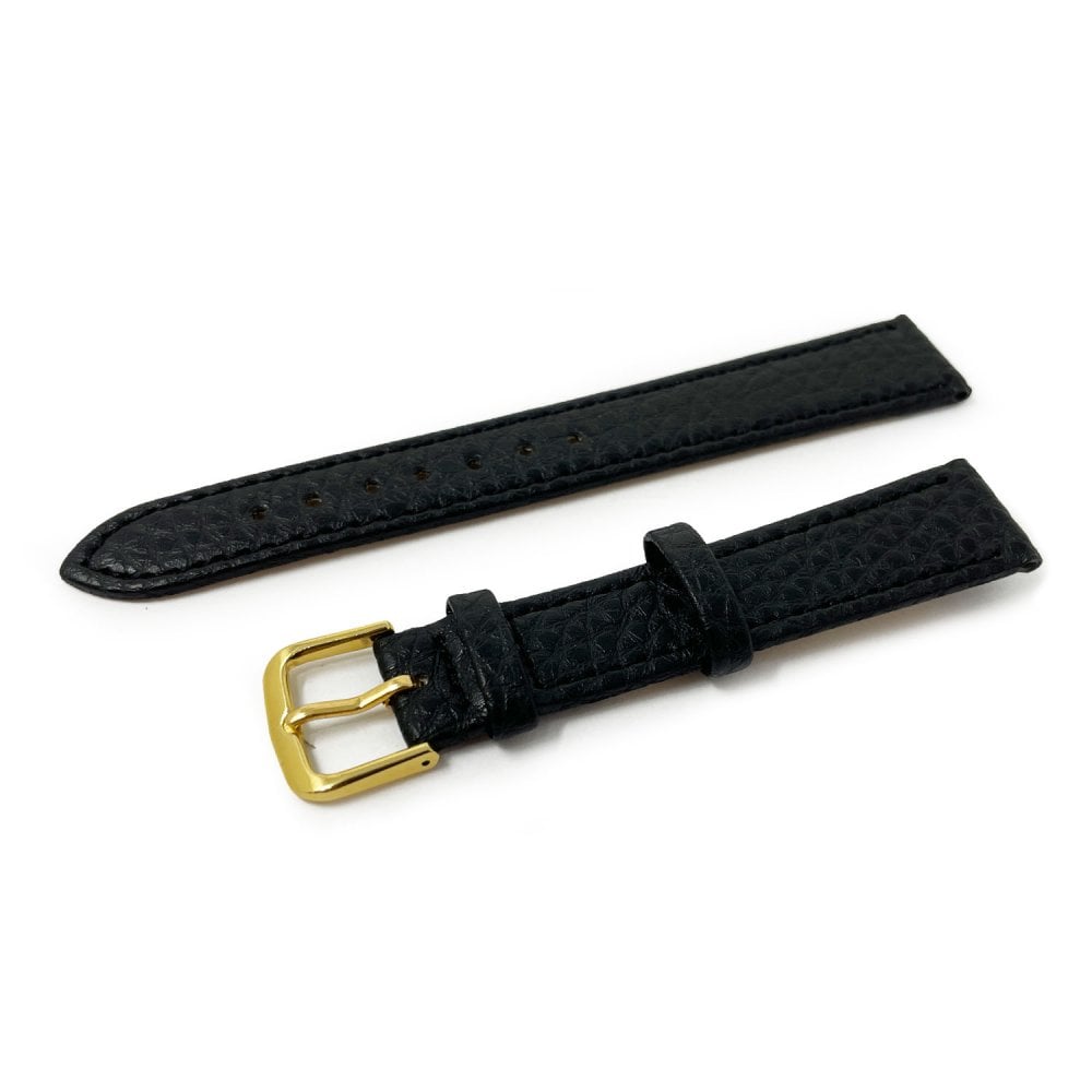 Vegan Buffalo Leather Watch Strap, Black, 12mm - 20mm