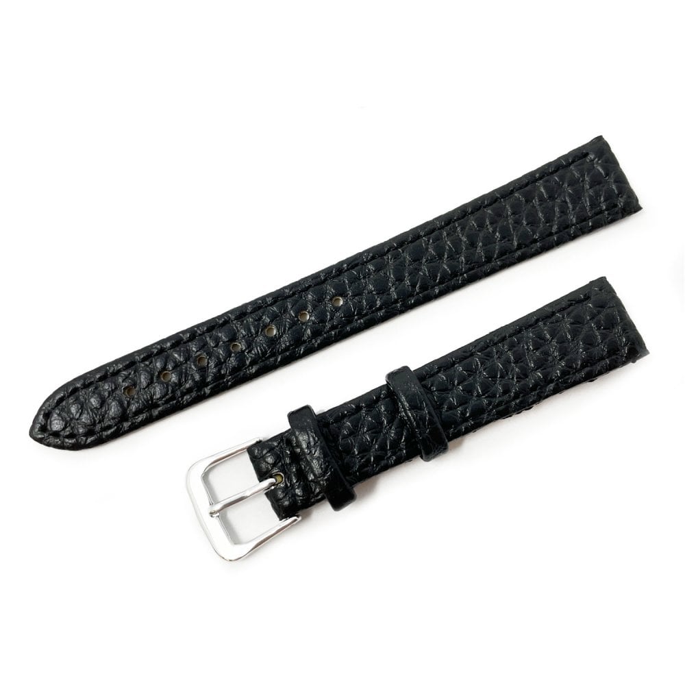 Vegan Buffalo Leather Watch Strap, Black, 12mm - 20mm