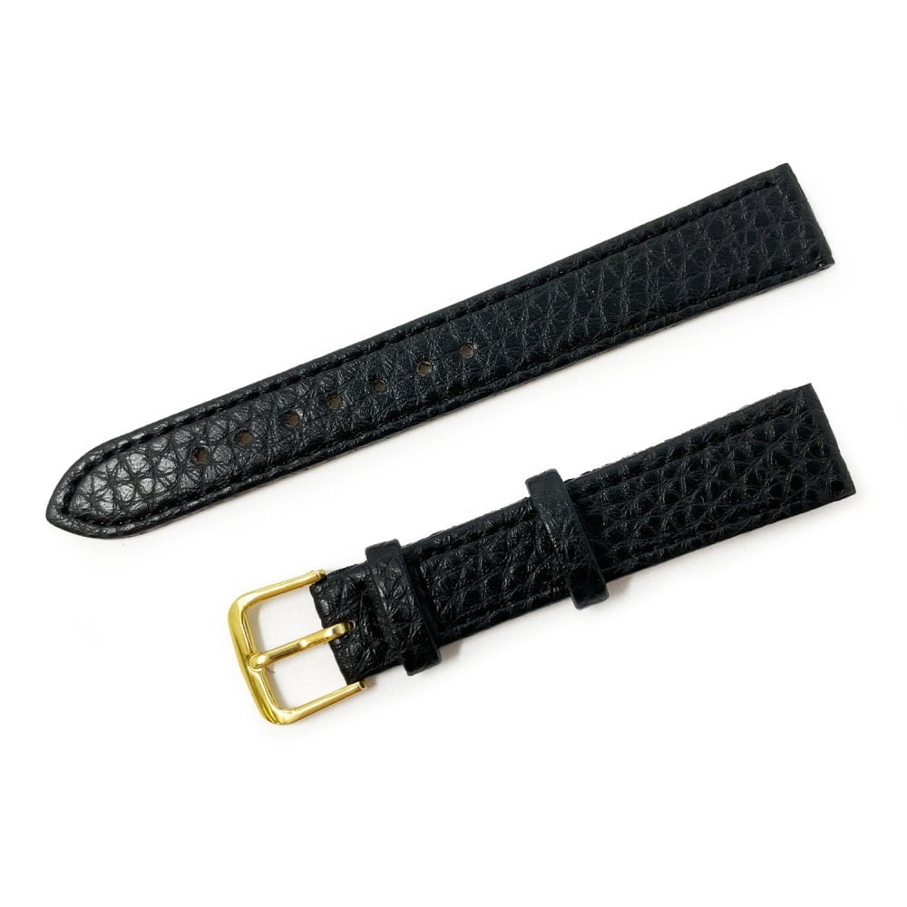 Vegan Buffalo Leather Watch Strap, Black, 12mm - 20mm