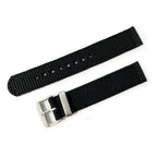 Black Woven Nylon 2-Piece Military Watch Strap, 18mm - 22mm
