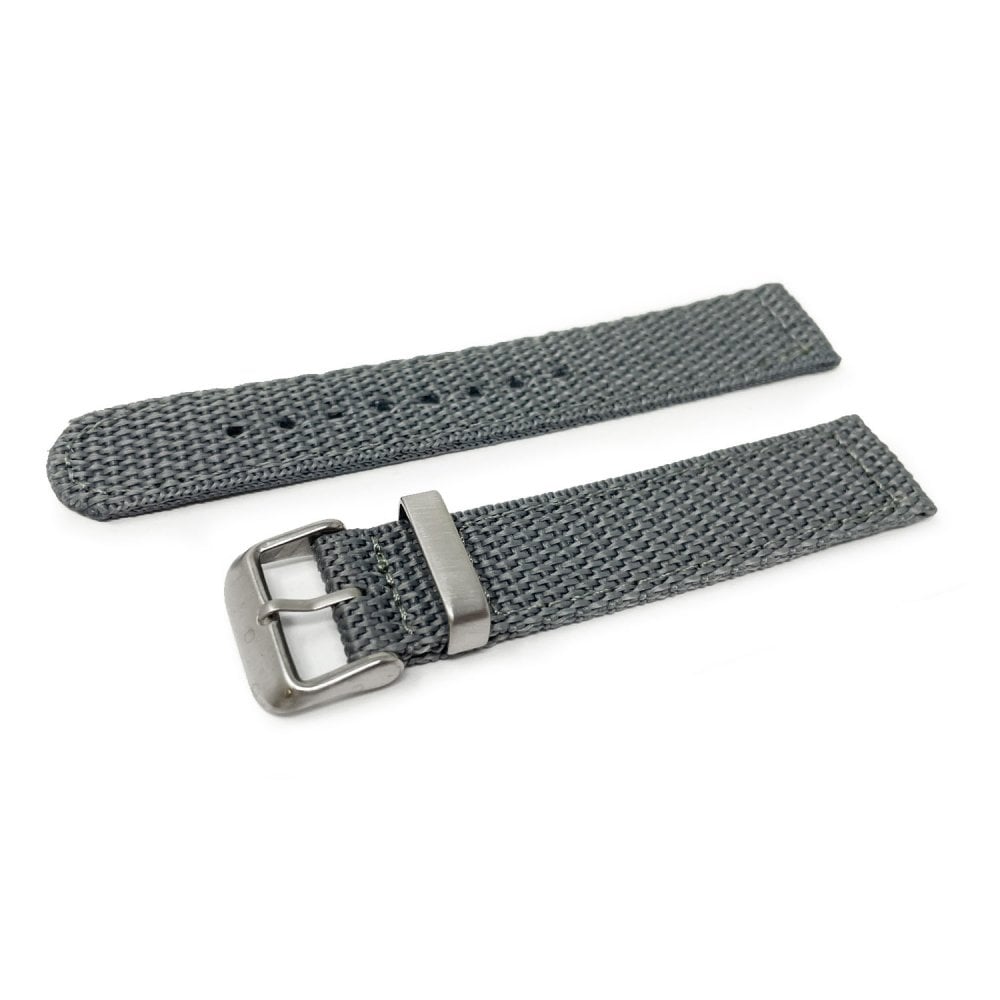 Grey Woven Nylon 2-Piece Military Watch Strap, 18mm - 22mm