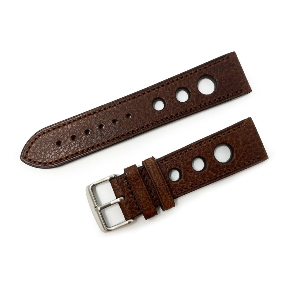 Leather Rally Racing Strap, Dark Brown