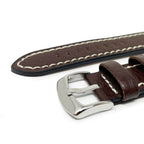 Buffalo Grain Stitched Leather Watch Strap, Brown