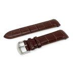 Crocodile Grain Leather Watch Strap with Curved Ends, Brown