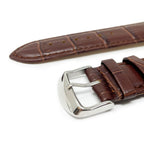 Crocodile Grain Leather Watch Strap with Curved Ends, Brown