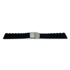 Ribbed Silicone Watch Strap with Deployment Clasp, Black