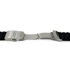 Ribbed Silicone Watch Strap with Deployment Clasp, Black