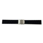Ribbed Silicone Watch Strap with Deployment Clasp, Black