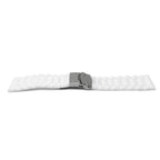 Ribbed Silicone Watch Strap with Deployment Clasp, White