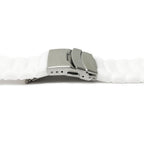 Ribbed Silicone Watch Strap with Deployment Clasp, White