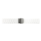 Ribbed Silicone Watch Strap with Deployment Clasp, White