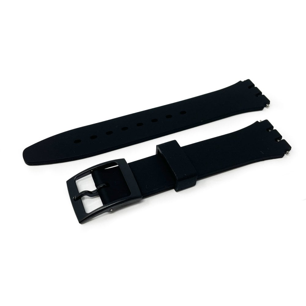 Swatch Style Silicone Watch Strap (17mm Notches), Black