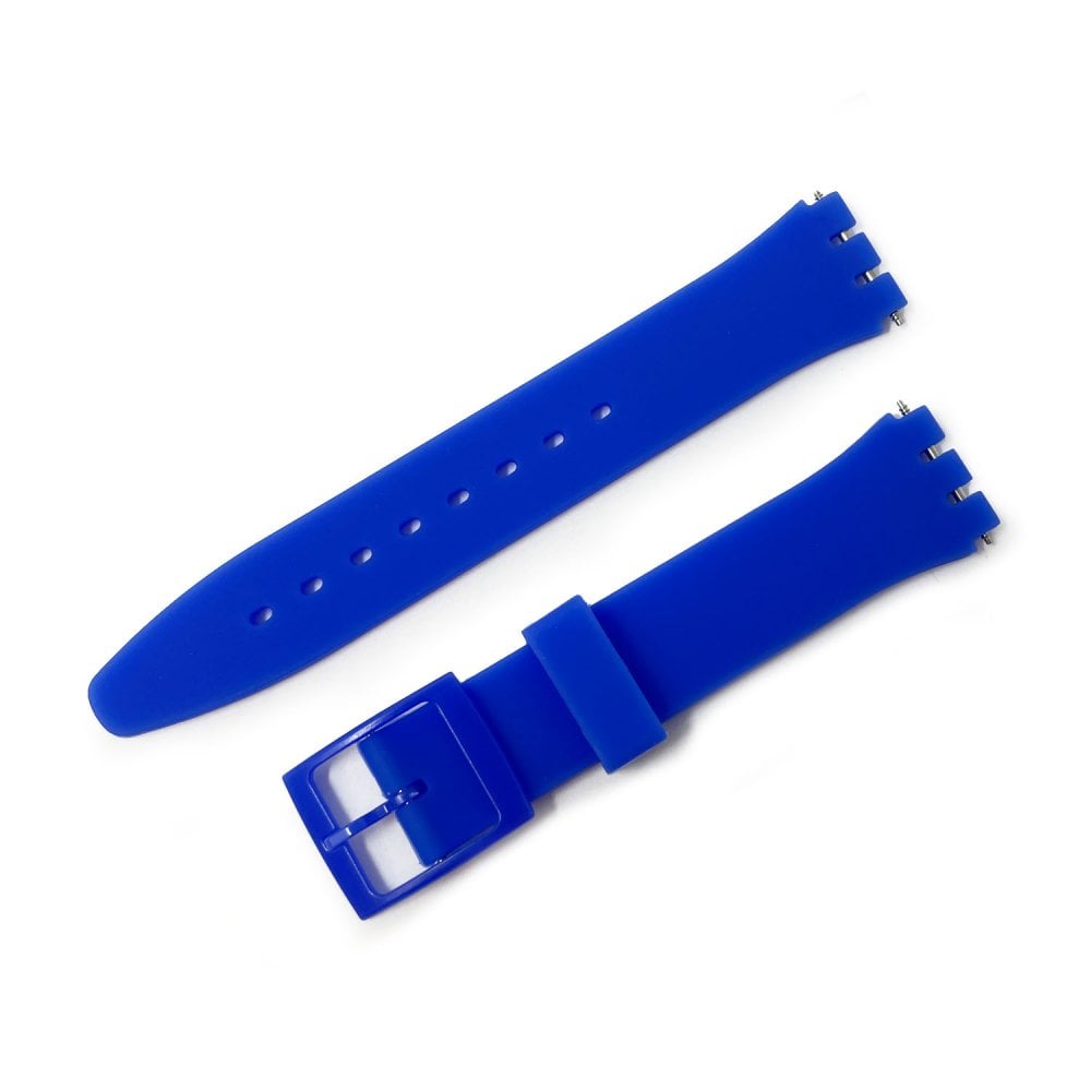 Swatch Style Silicone Watch Strap (17mm Notches), Blue