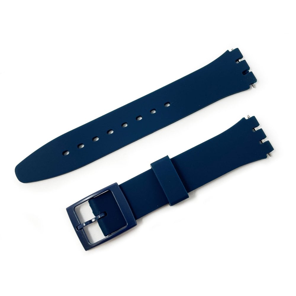 Swatch Style Silicone Watch Strap (17mm Notches), Navy Blue