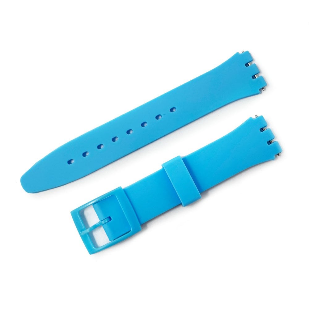 Swatch Style Silicone Watch Strap (17mm Notches), Sky Blue