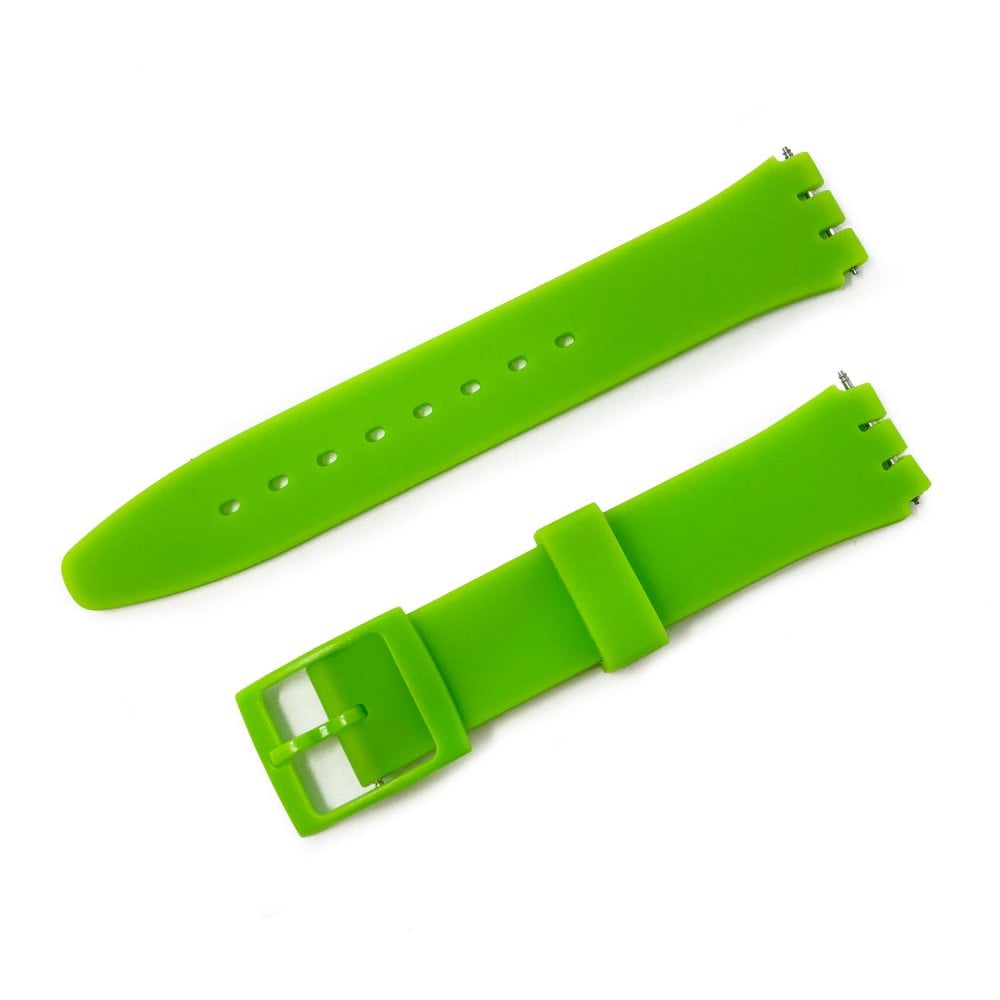 Swatch Style Silicone Watch Strap (17mm Notches), Lime Green