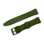 Swatch Style Silicone Watch Strap (17mm Notches), Olive Green