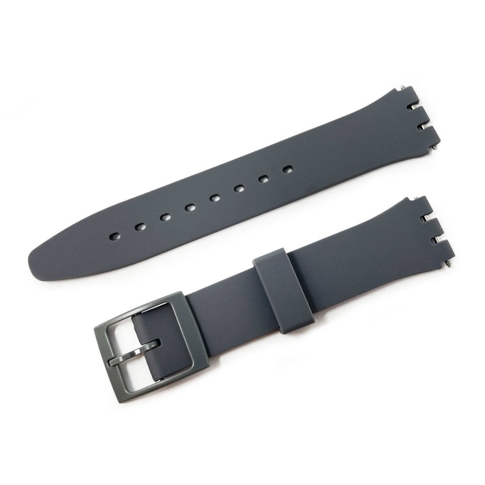 Swatch Style Silicone Watch Strap (17mm Notches), Dark Grey
