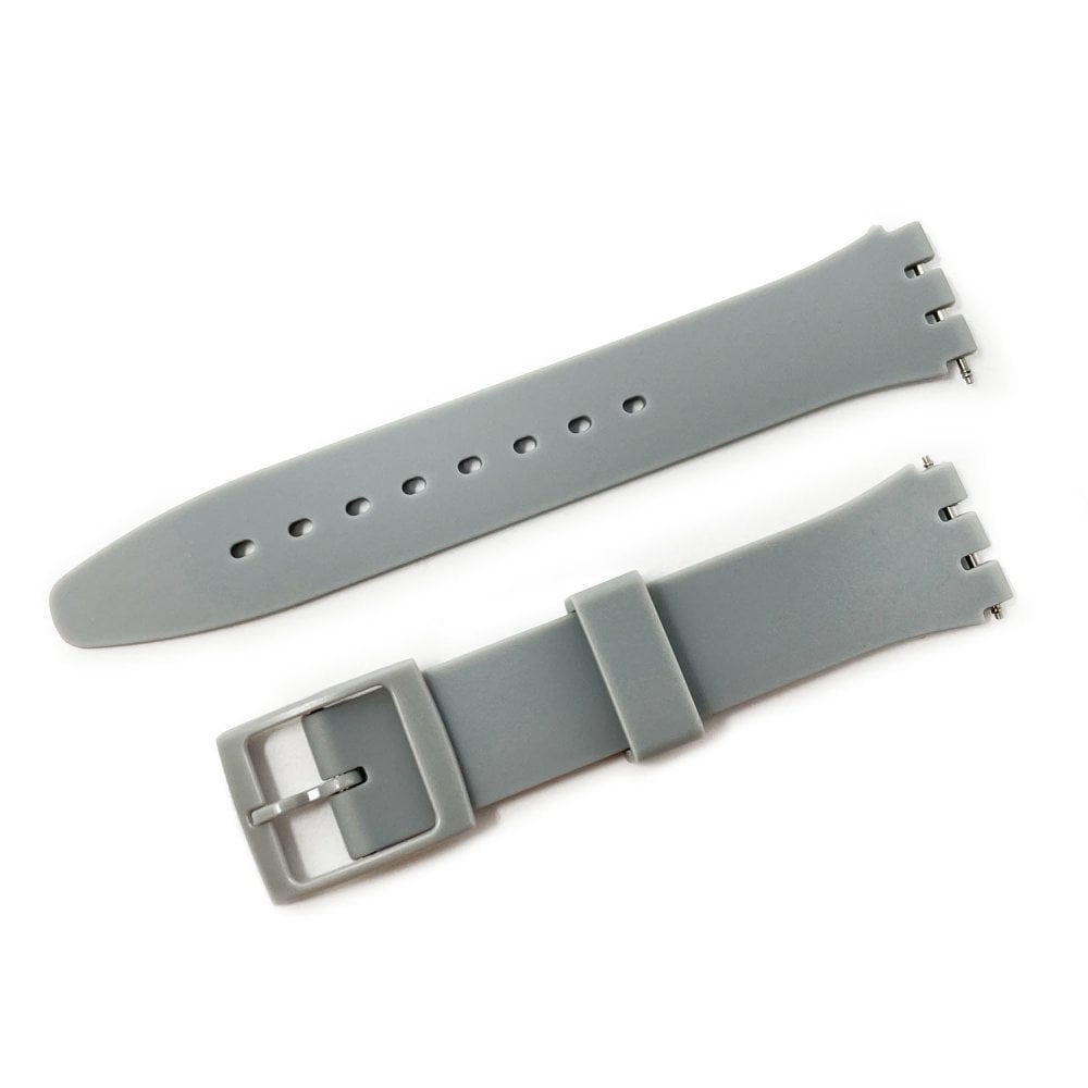 Swatch Style Silicone Watch Strap (17mm Notches), Light Grey