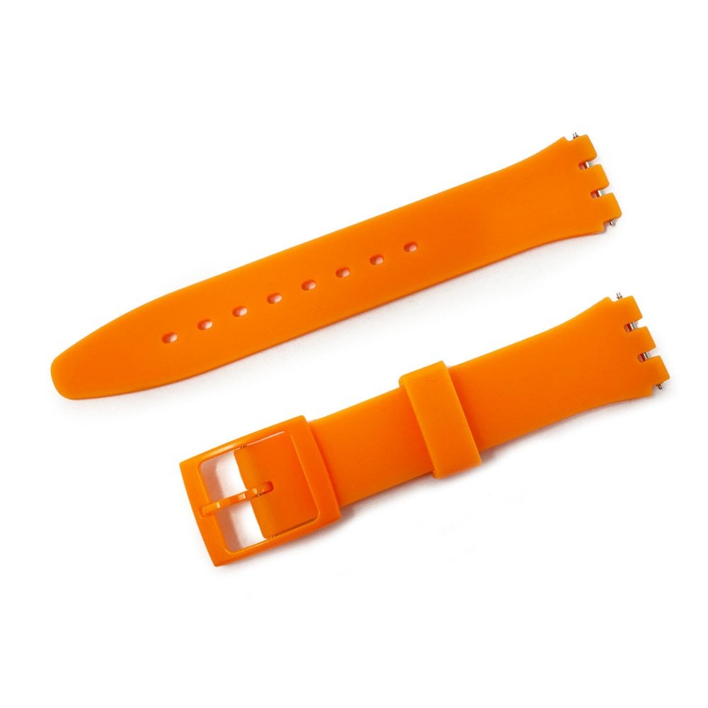 Swatch Style Silicone Watch Strap (17mm Notches), Orange