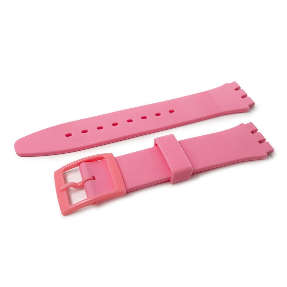 Swatch Style Silicone Watch Strap (17mm Notches), Pink