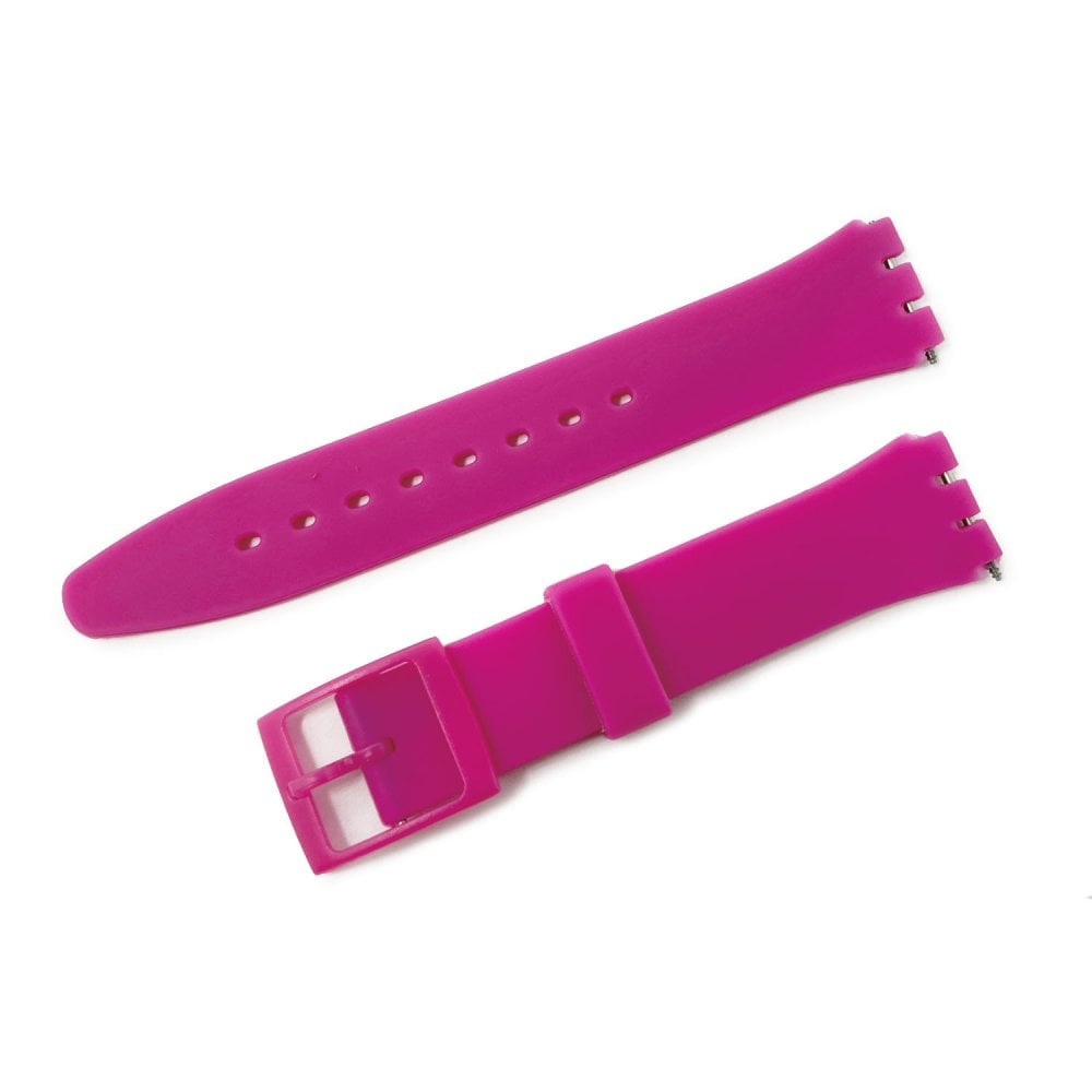Swatch Style Silicone Watch Strap (17mm Notches), Magenta