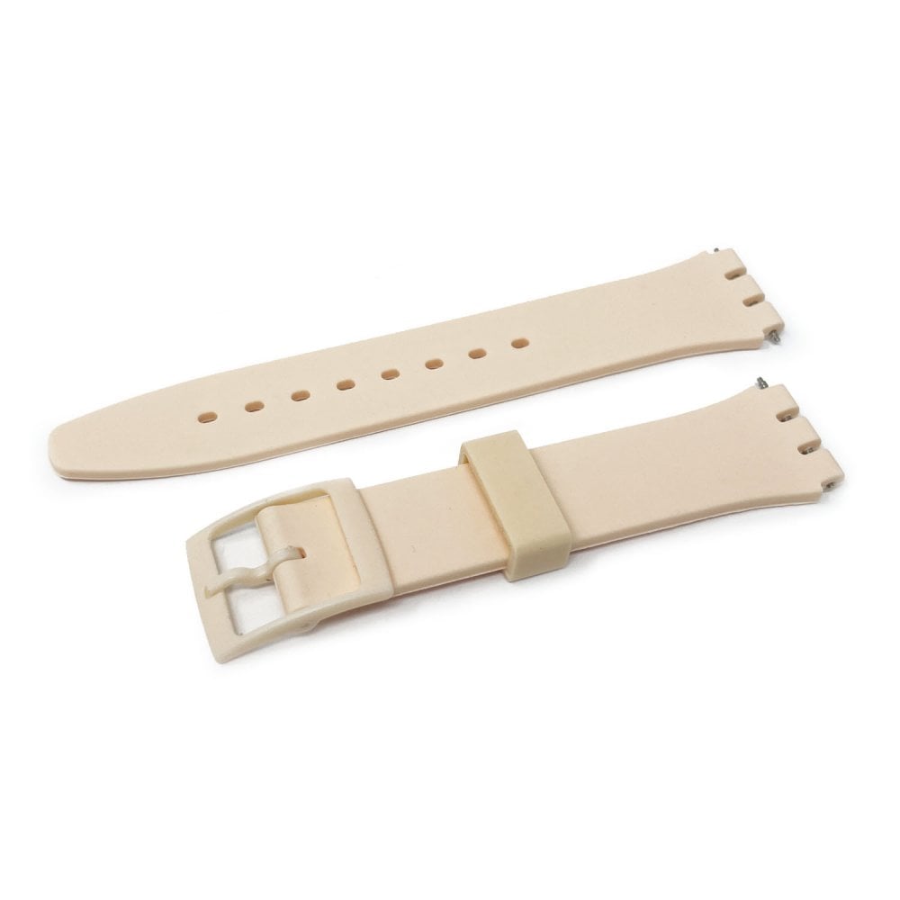 Swatch Style Silicone Watch Strap (17mm Notches), Rosewater Pink