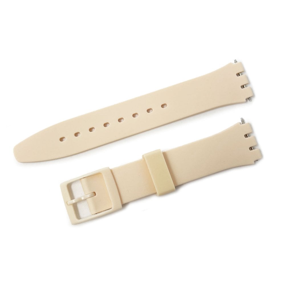 Swatch Style Silicone Watch Strap (17mm Notches), Rosewater Pink