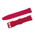 Swatch Style Silicone Watch Strap (17mm Notches), Strawberry Pink