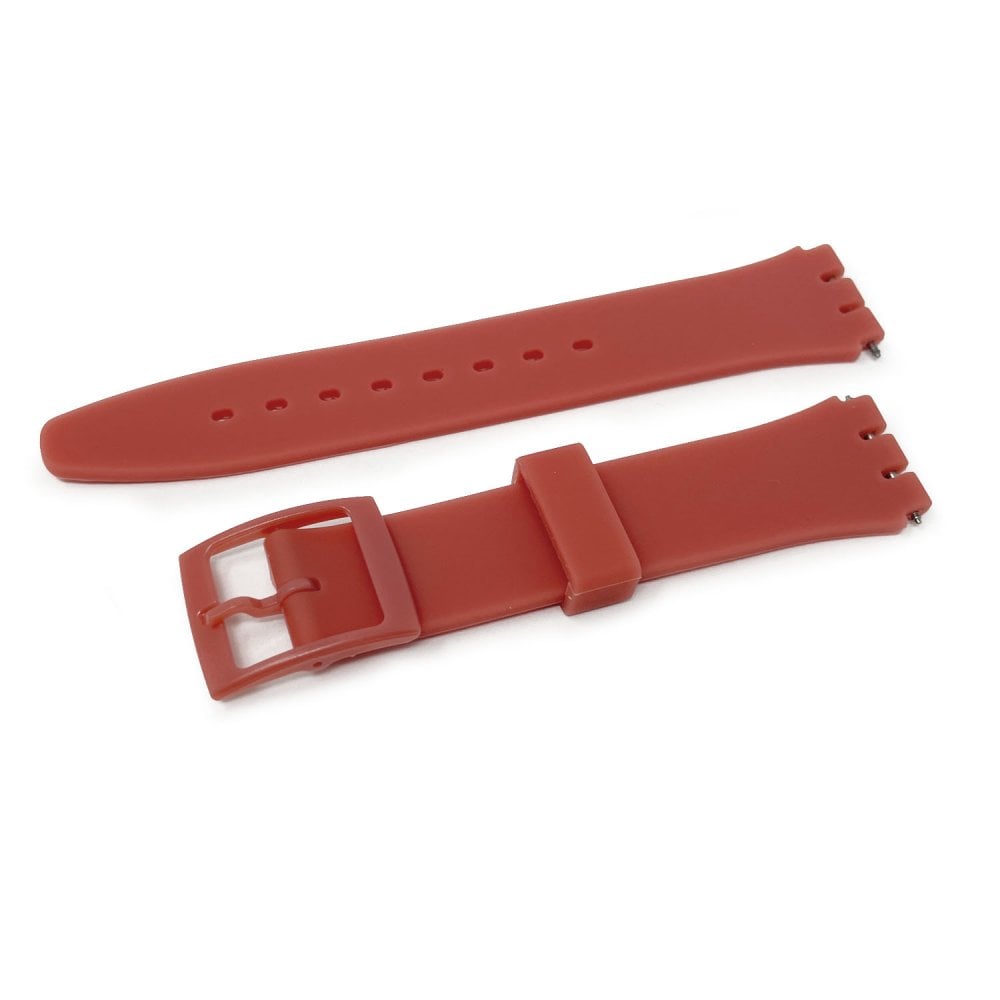Swatch Style Silicone Watch Strap (17mm Notches), Watermelon Pink