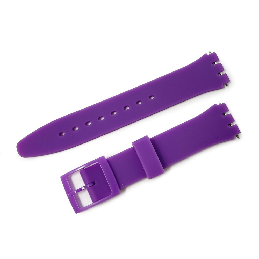 Swatch Style Silicone Watch Strap (17mm Notches), Medium Purple