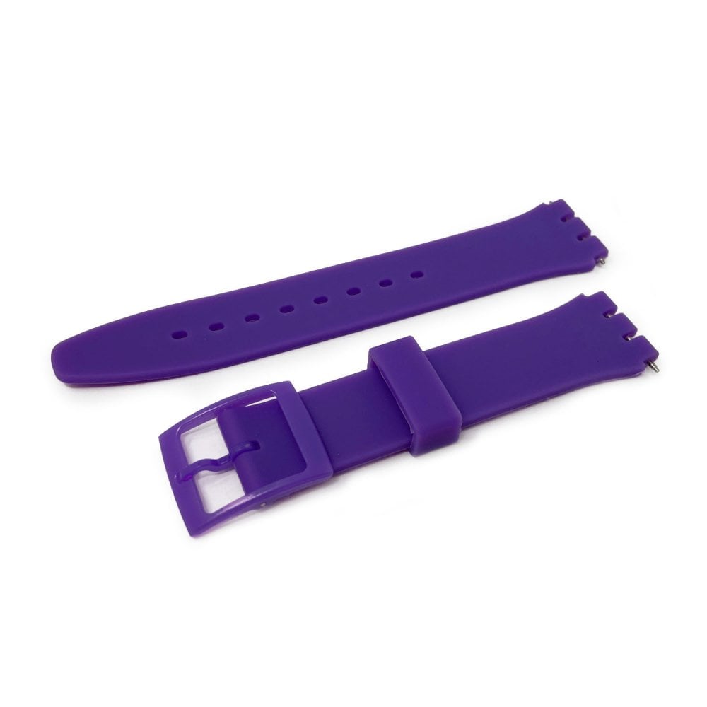 Swatch Style Silicone Watch Strap (17mm Notches), Dark Purple