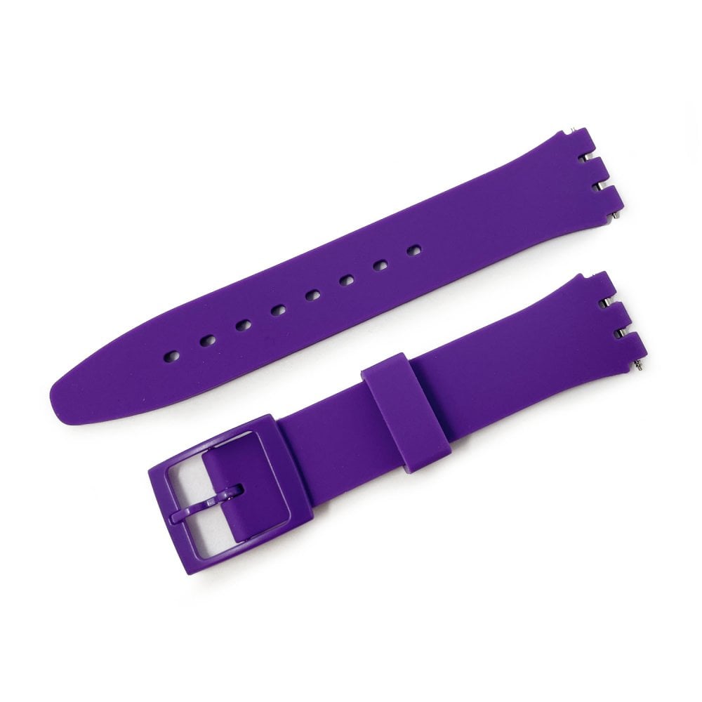Swatch Style Silicone Watch Strap (17mm Notches), Dark Purple