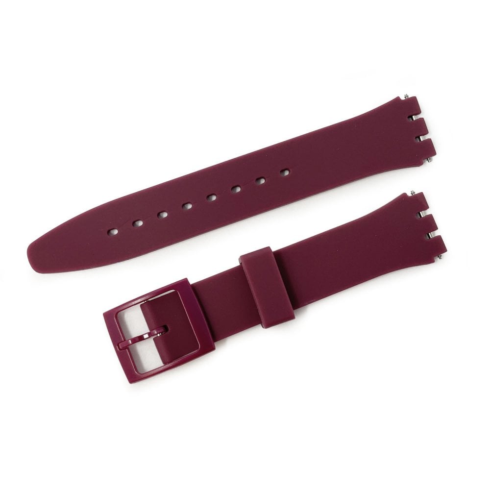 Swatch Style Silicone Watch Strap (17mm Notches), Plum