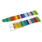 Swatch Style Silicone Watch Strap (17mm Notches), Rainbow