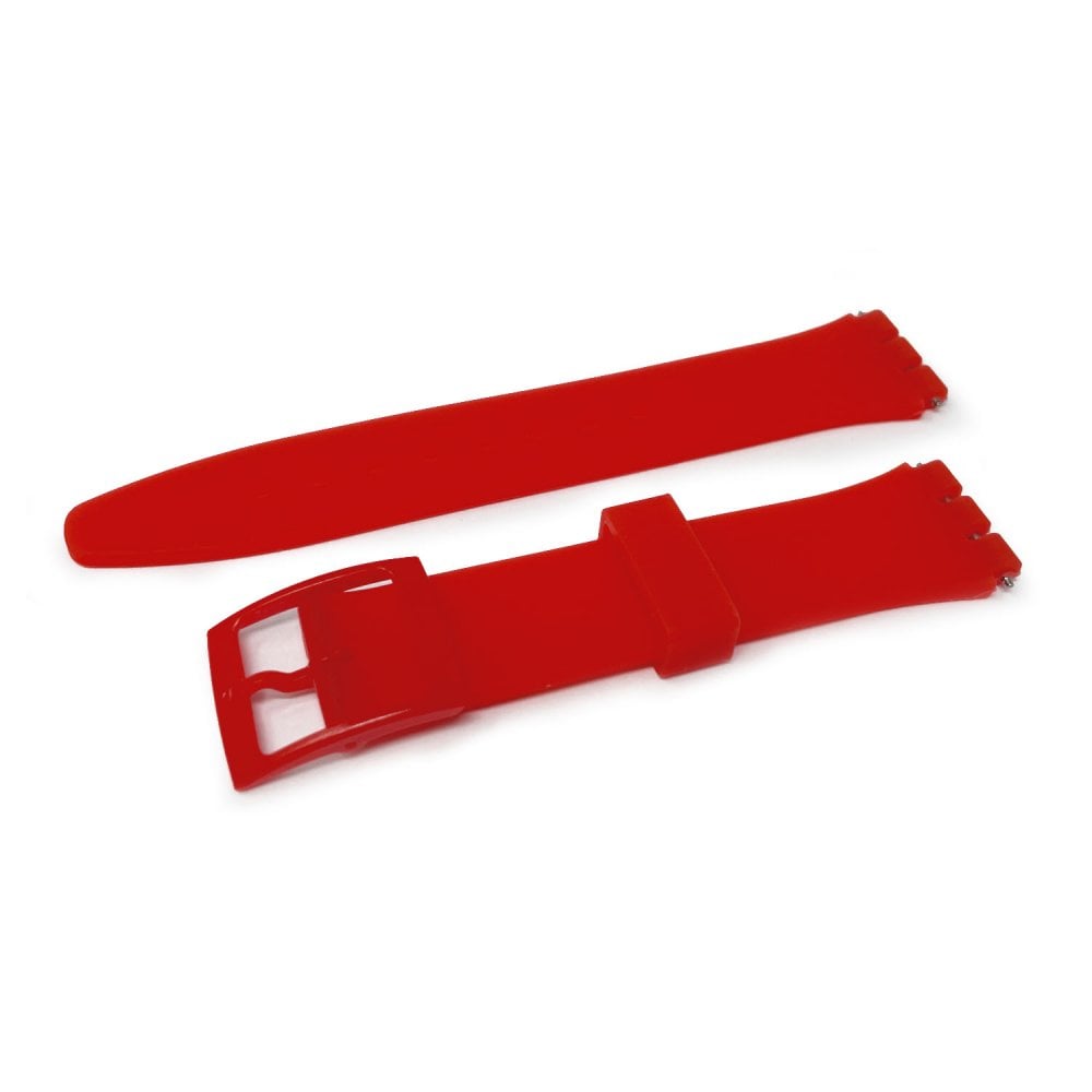 Swatch Style Silicone Watch Strap (17mm Notches), Red