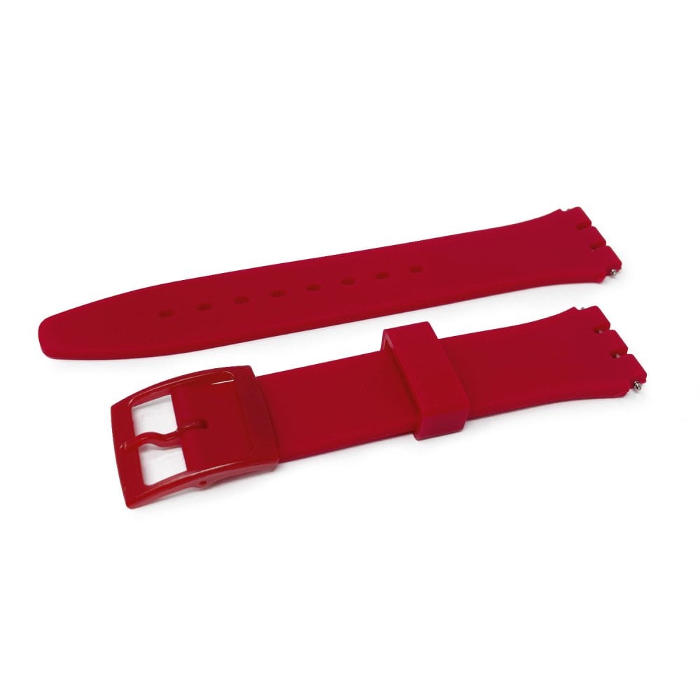 Swatch Style Silicone Watch Strap (17mm Notches), Dark Red