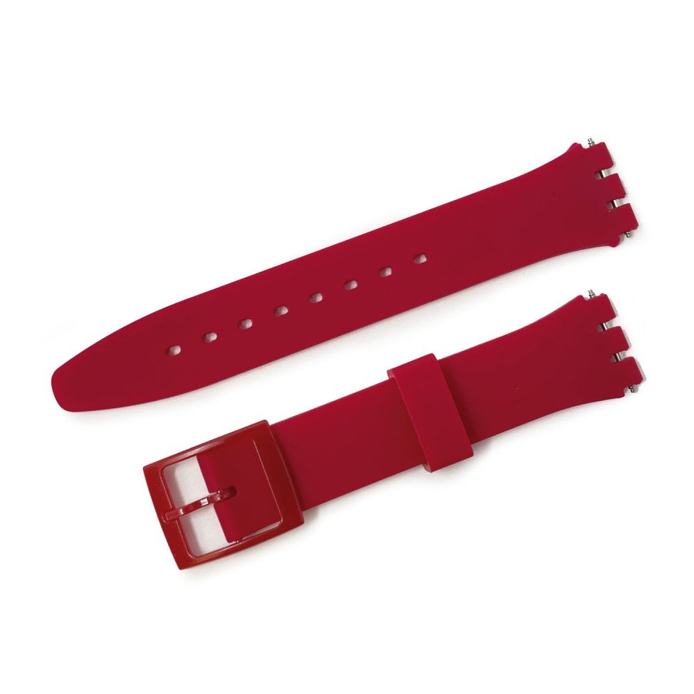 Swatch Style Silicone Watch Strap (17mm Notches), Dark Red