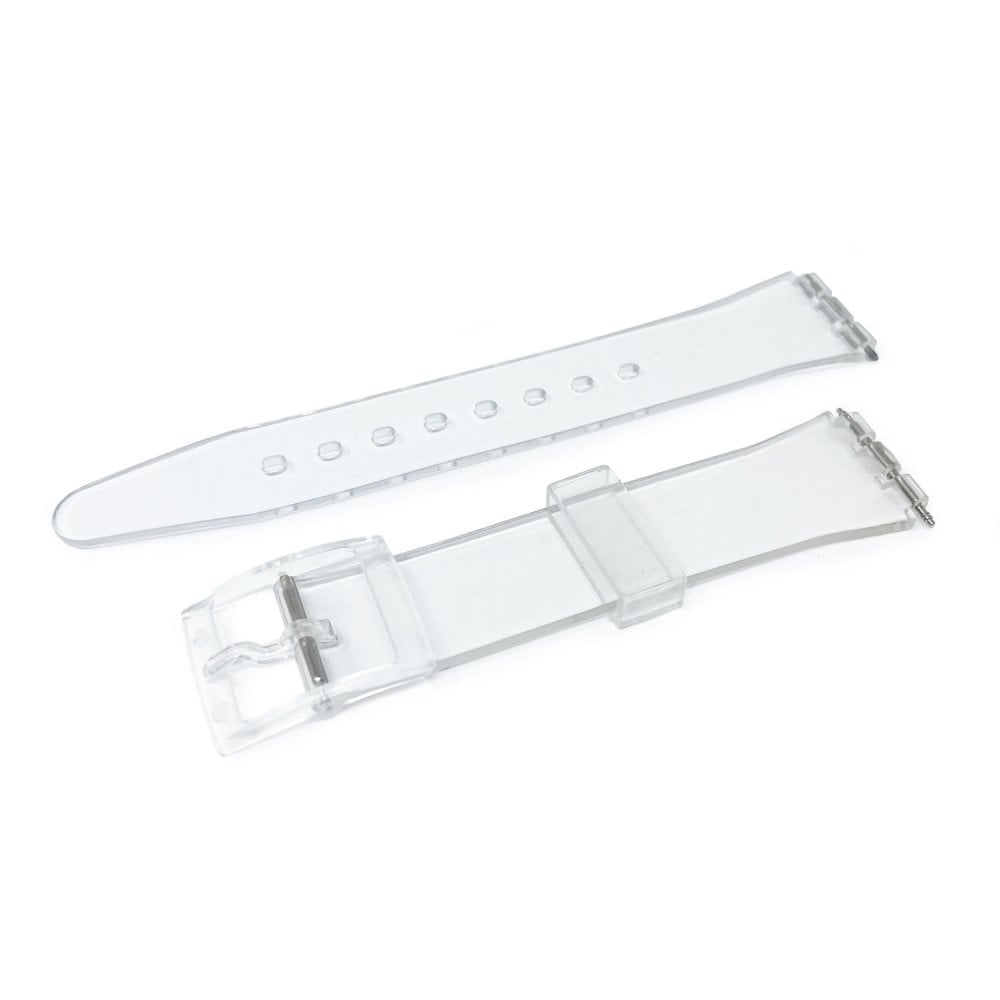 Swatch Style Silicone Watch Strap (17mm Notches), Transparent
