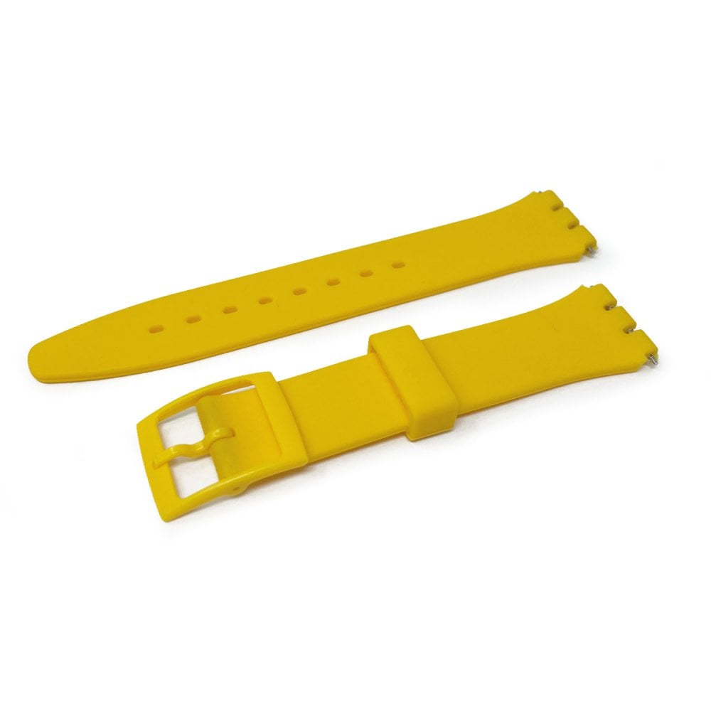 Swatch Style Silicone Watch Strap (17mm Notches), Dark Yellow