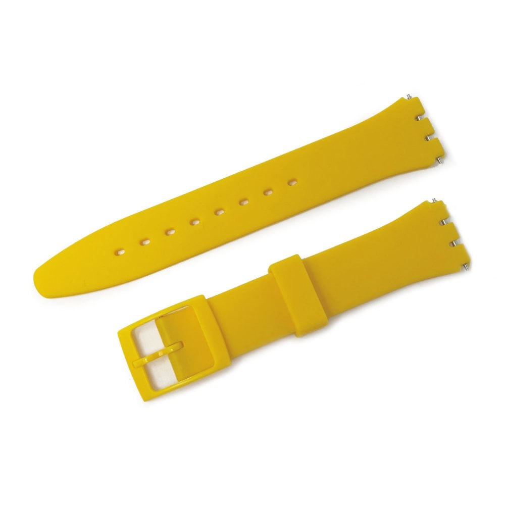 Swatch Style Silicone Watch Strap (17mm Notches), Dark Yellow
