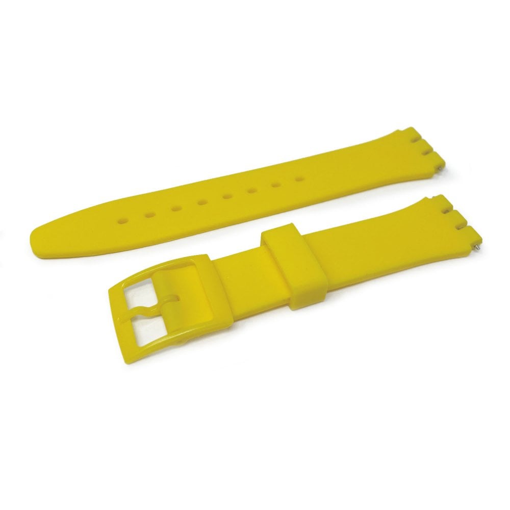 Swatch Style Silicone Watch Strap (17mm Notches), Light Yellow