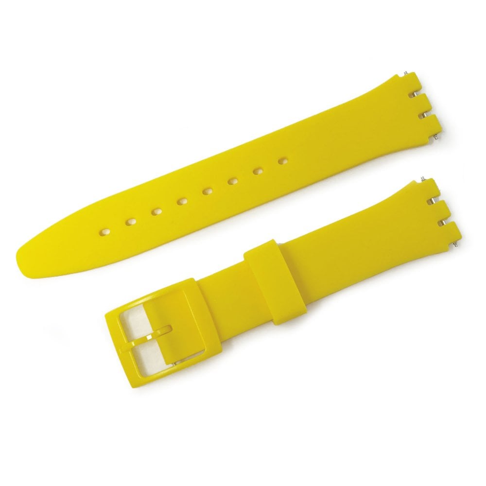 Swatch Style Silicone Watch Strap (17mm Notches), Light Yellow
