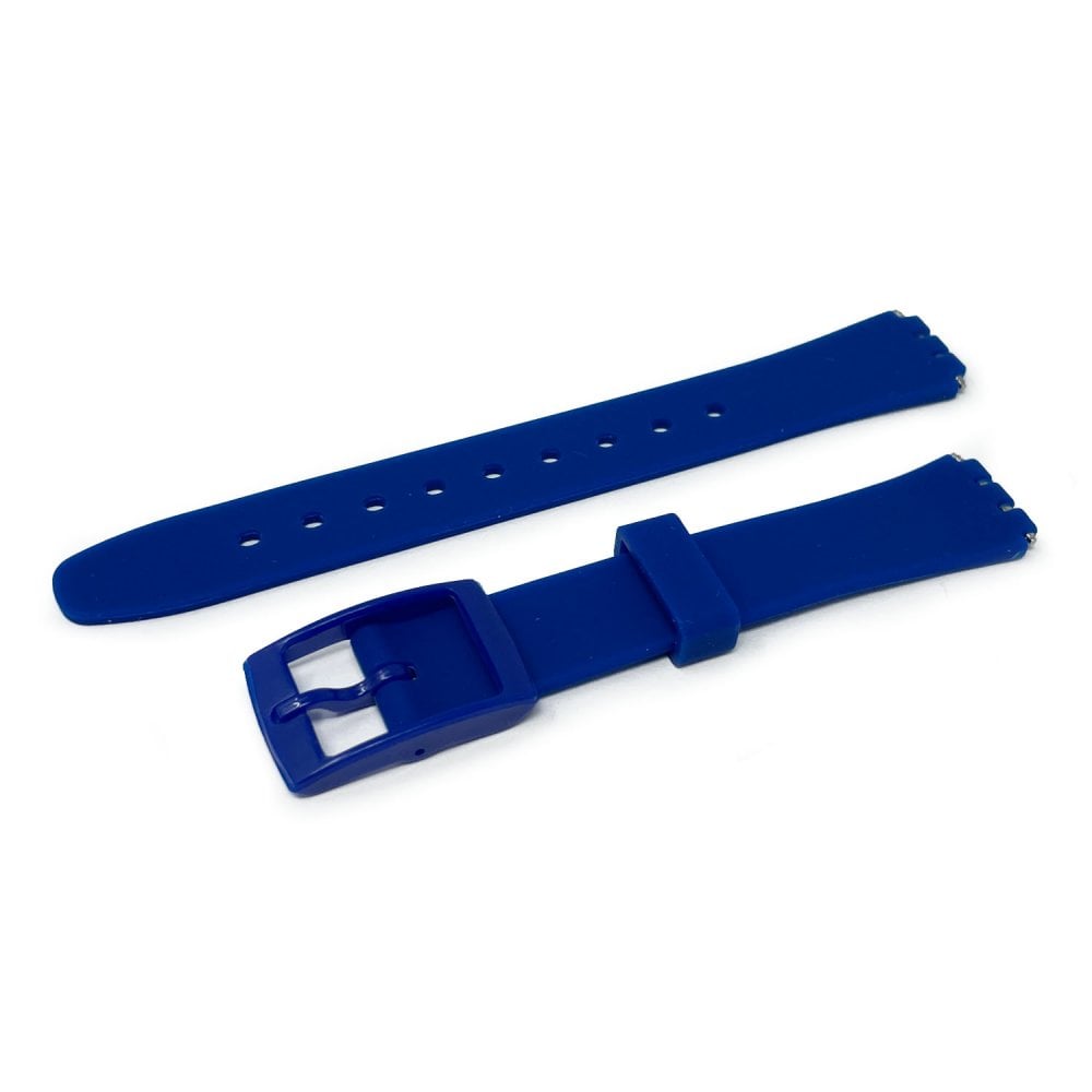 Swatch Style Silicone Watch Strap (12mm Notches), Dark Blue